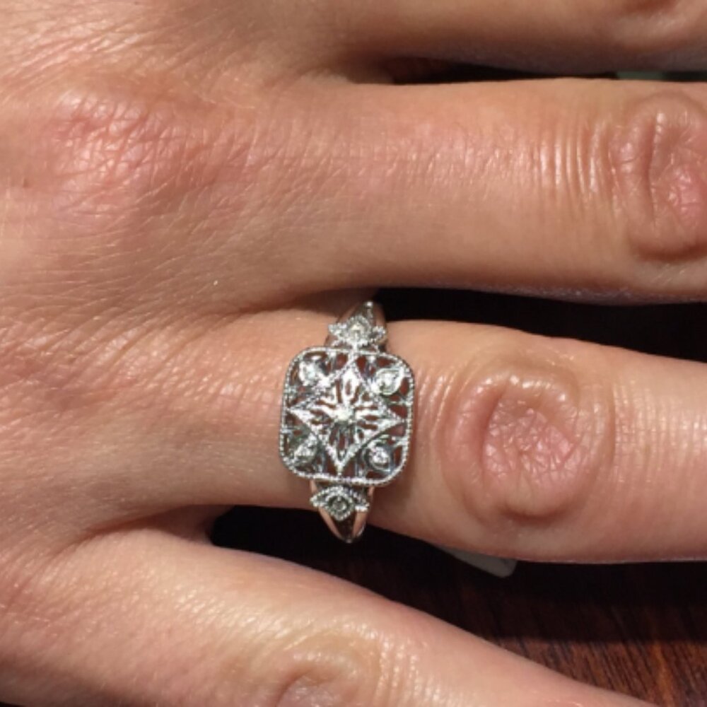 Diamond Silver Filigree Ring